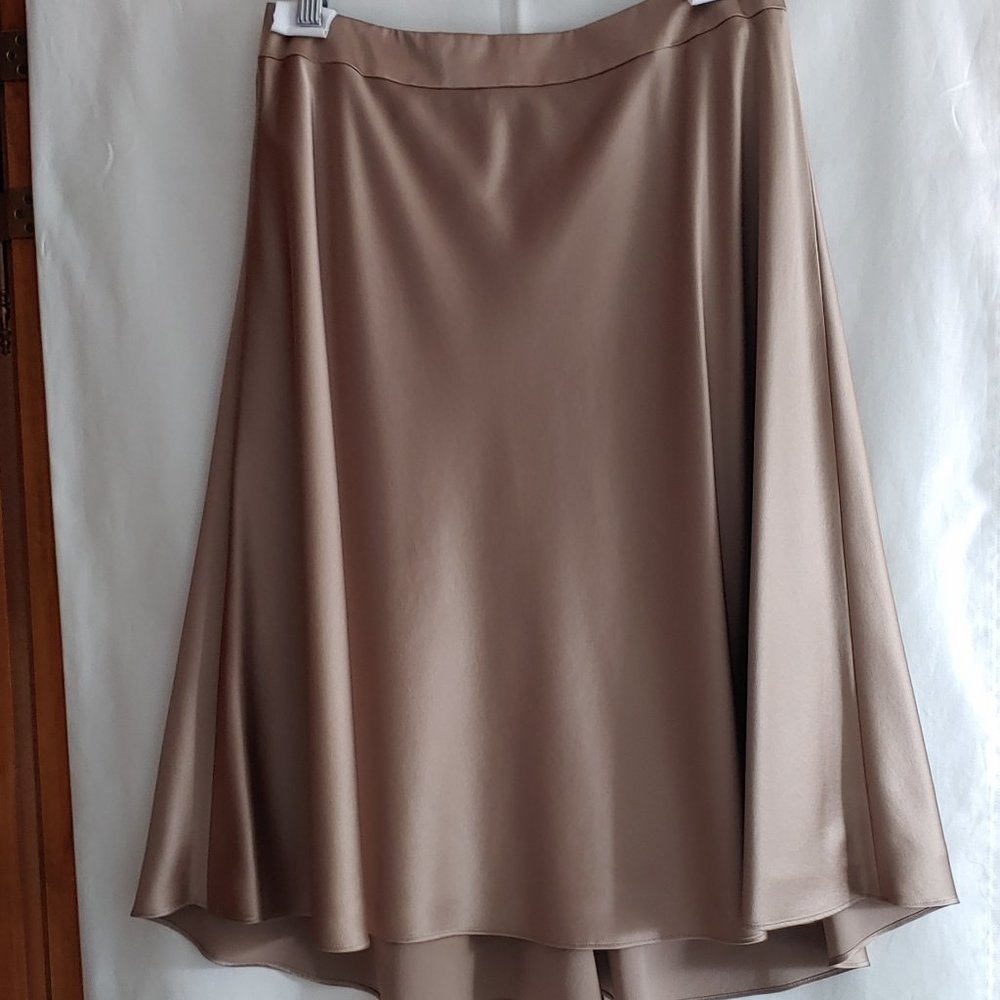 Talbots Flared Silk Semi-Formal Skirt Taupe SZ 8P